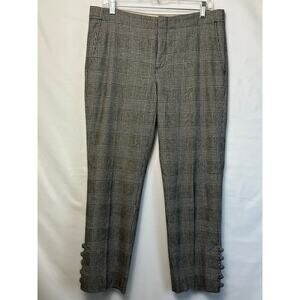 Banana Republic Women's Size 8 Black Plaid Avery Wool Blend Straight Leg Trouser